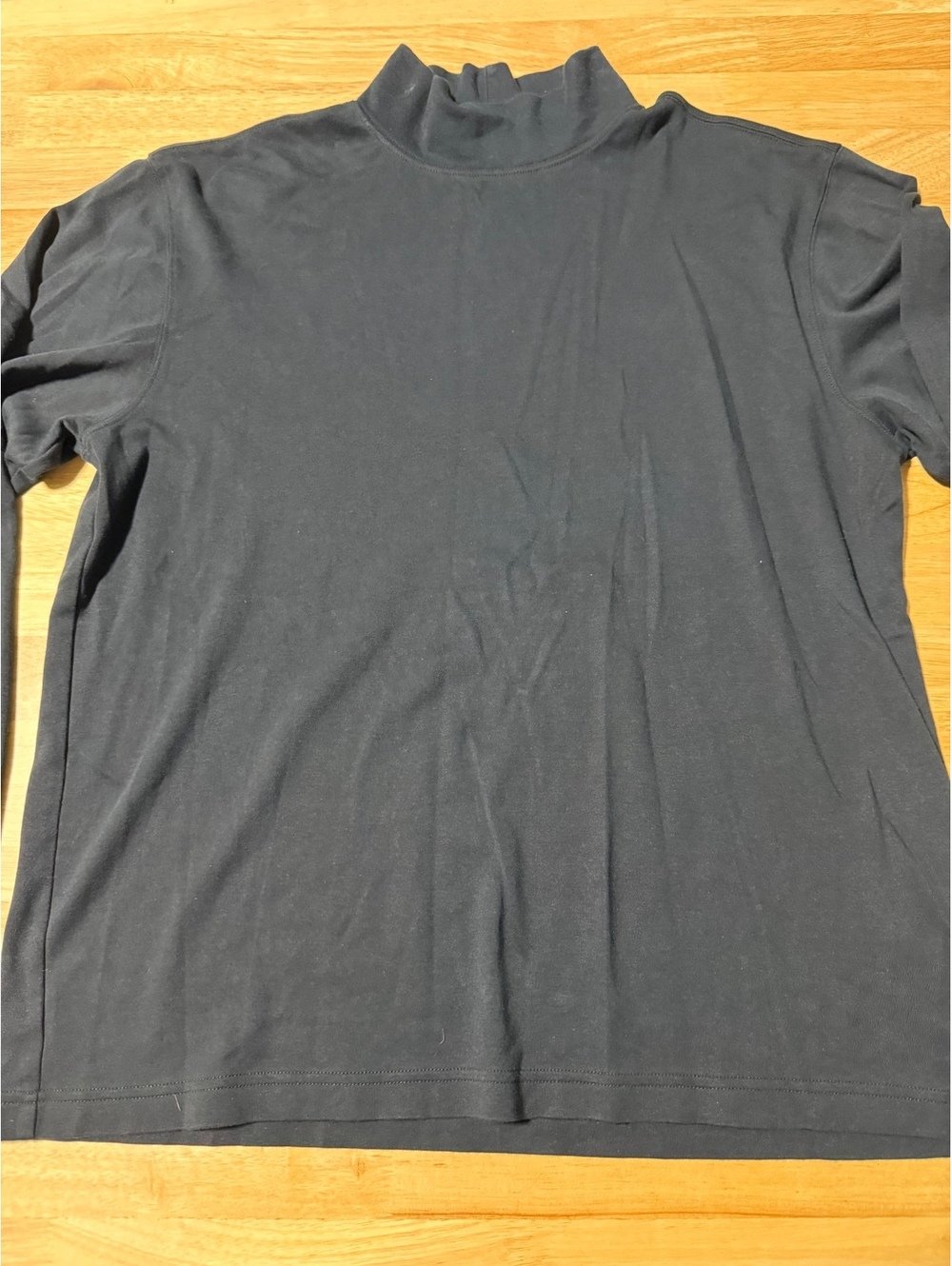 L.L.Bean Men’s Large Black Mock Neck Turtleneck Long Sleeve Cotton Shirt